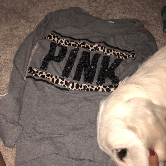 PINK grey long sleeve ft my pup - Picture 1 of 1